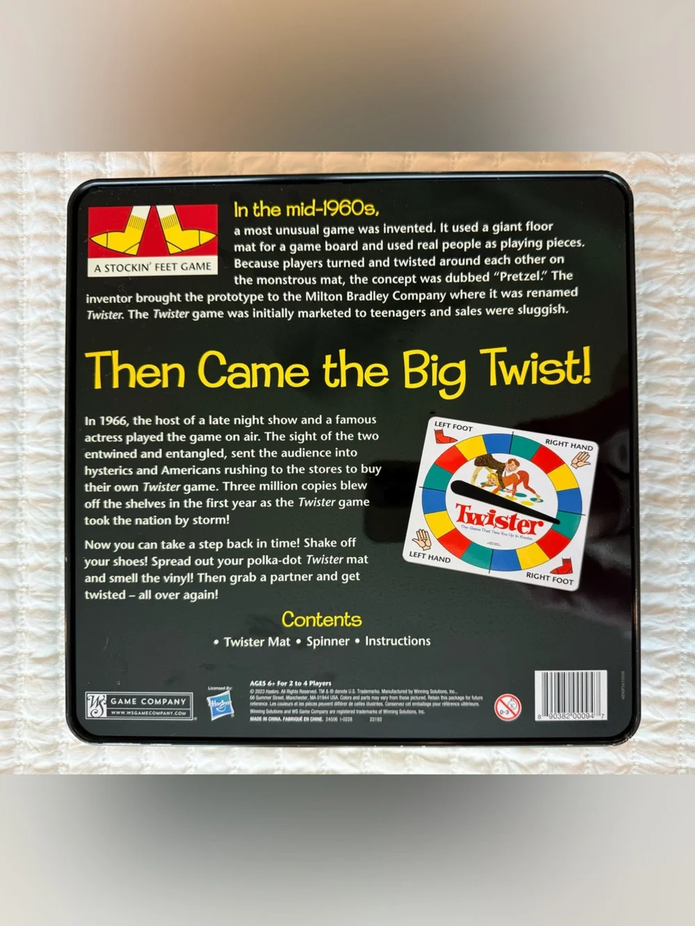 Twister Nostalgia Edition Board Game Vintage Style Tin- NEW/Dent in metal case